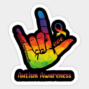 Love Needs No Words Autism Awareness Hand Sign Sticker